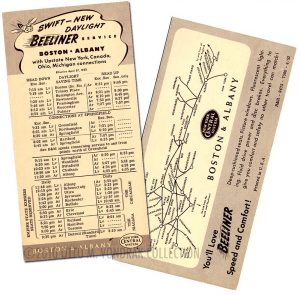 Boston & Albany Timetable 1952